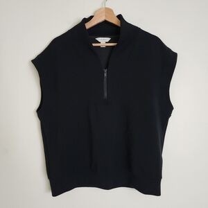 Rae Mode Black Modal Quarter Zip Pull-over Scuba Luxe Top Lg Activewear Casual